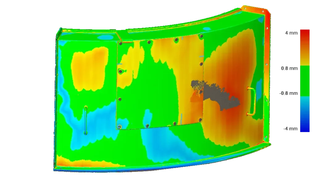 Cartographie écarts nuage de point et model 3d
